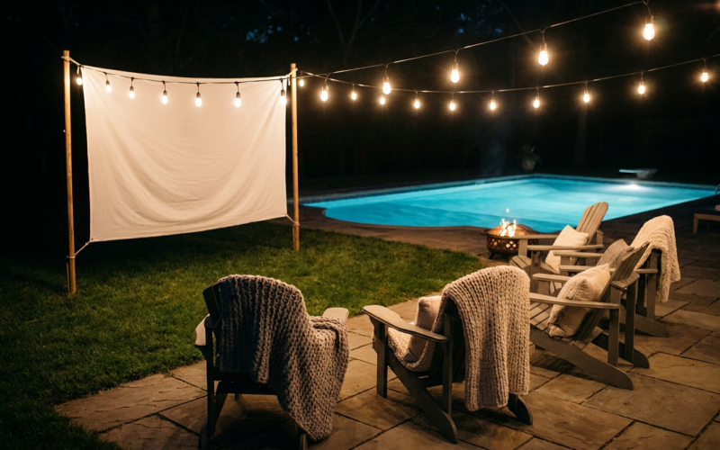 The Poolside Movie Night That Does Not Turn Into a Backyard Mess